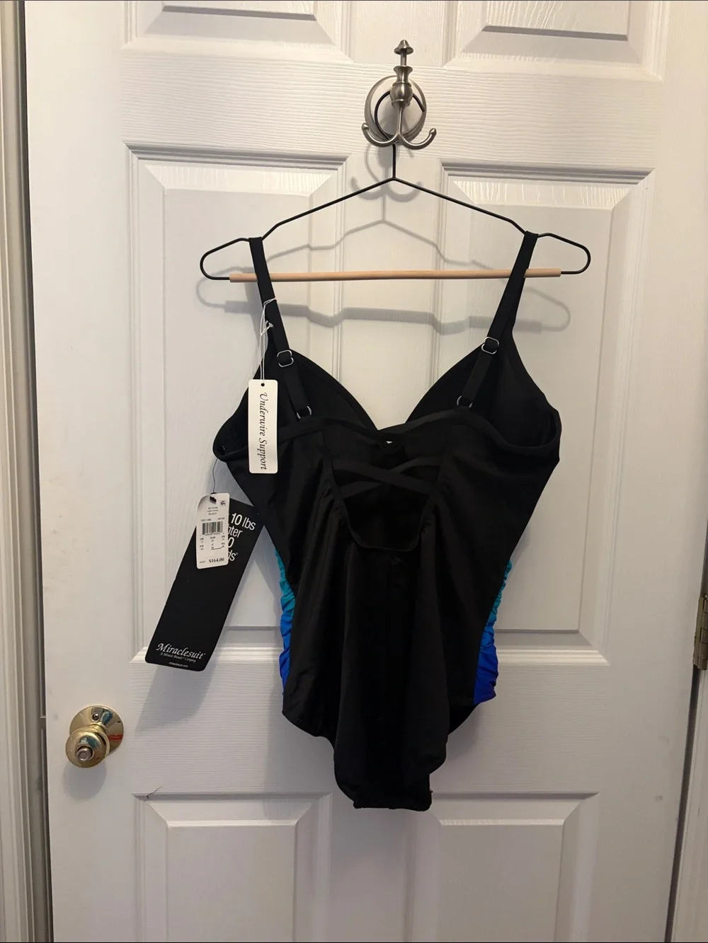 Miraclesuit Black One-Piece Swimsuit with Blue-Green Ombre Side Panels
